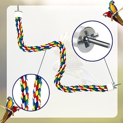 Bird Rope Perch Parrot Toys Birds Bungee Rope Perch Climbing Swing Perches for  Does not apply Does Not Apply - фотография #4