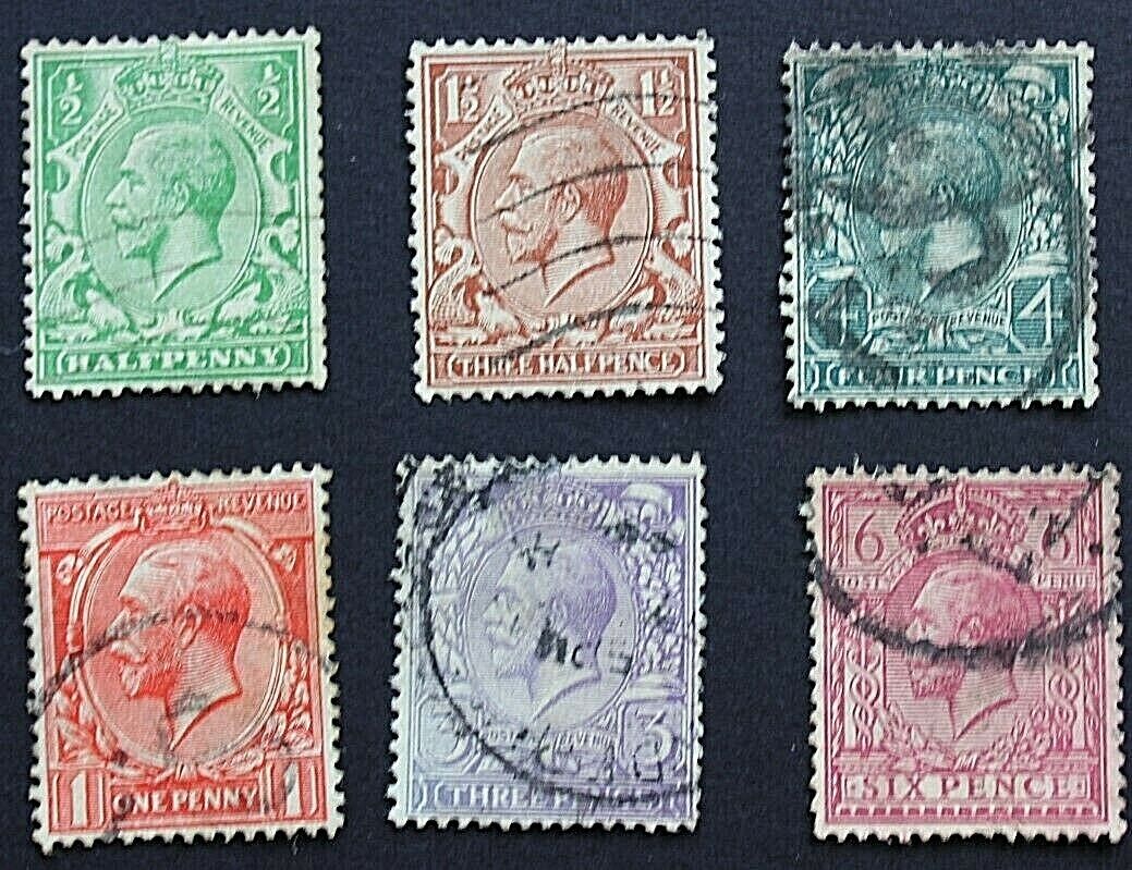 Great Britain  1912  6 Used Stamps Без бренда