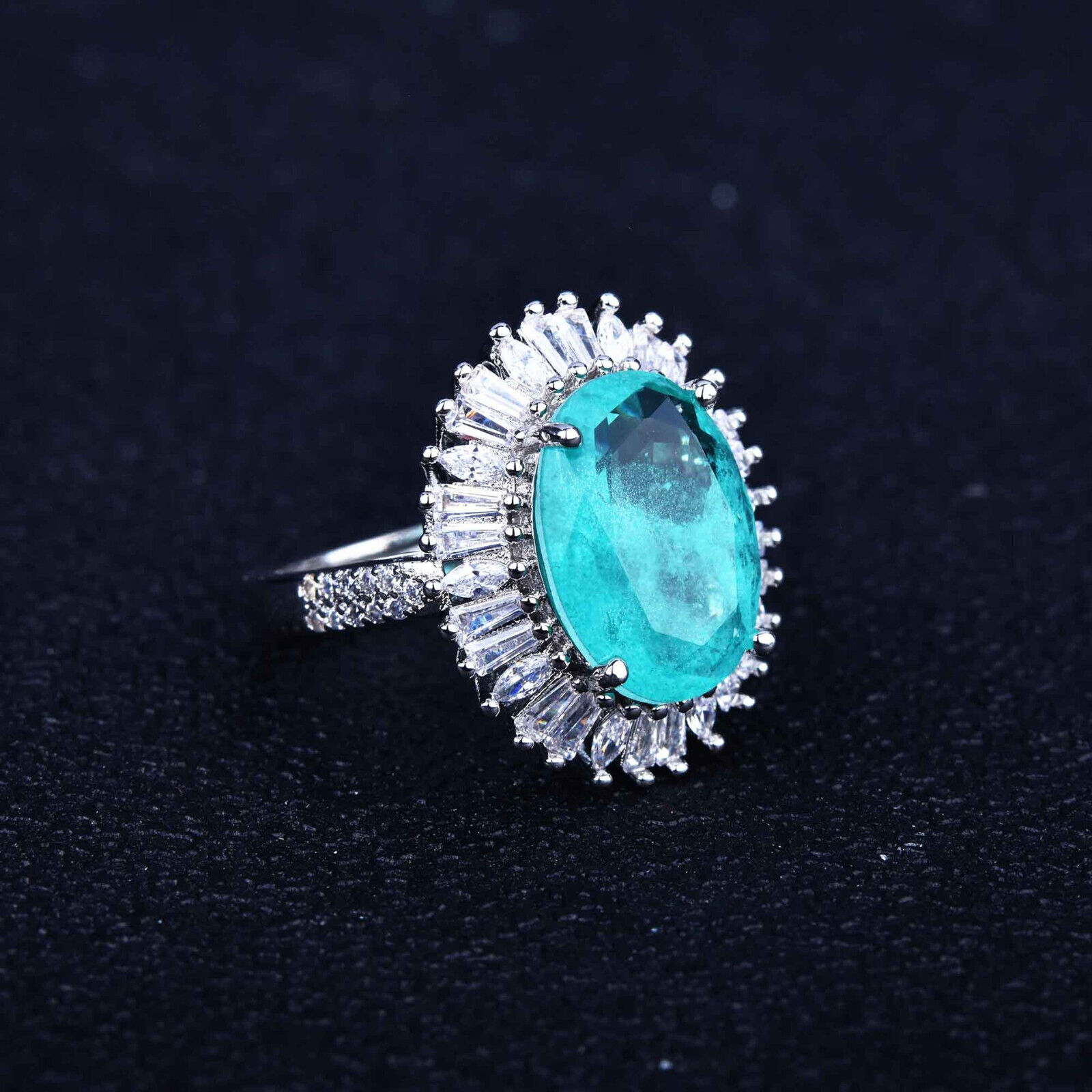 Charming 3pc Jewelry Set Neon Blue Tourmaline Gems Silver Women Earring Necklace Unbranded - фотография #6