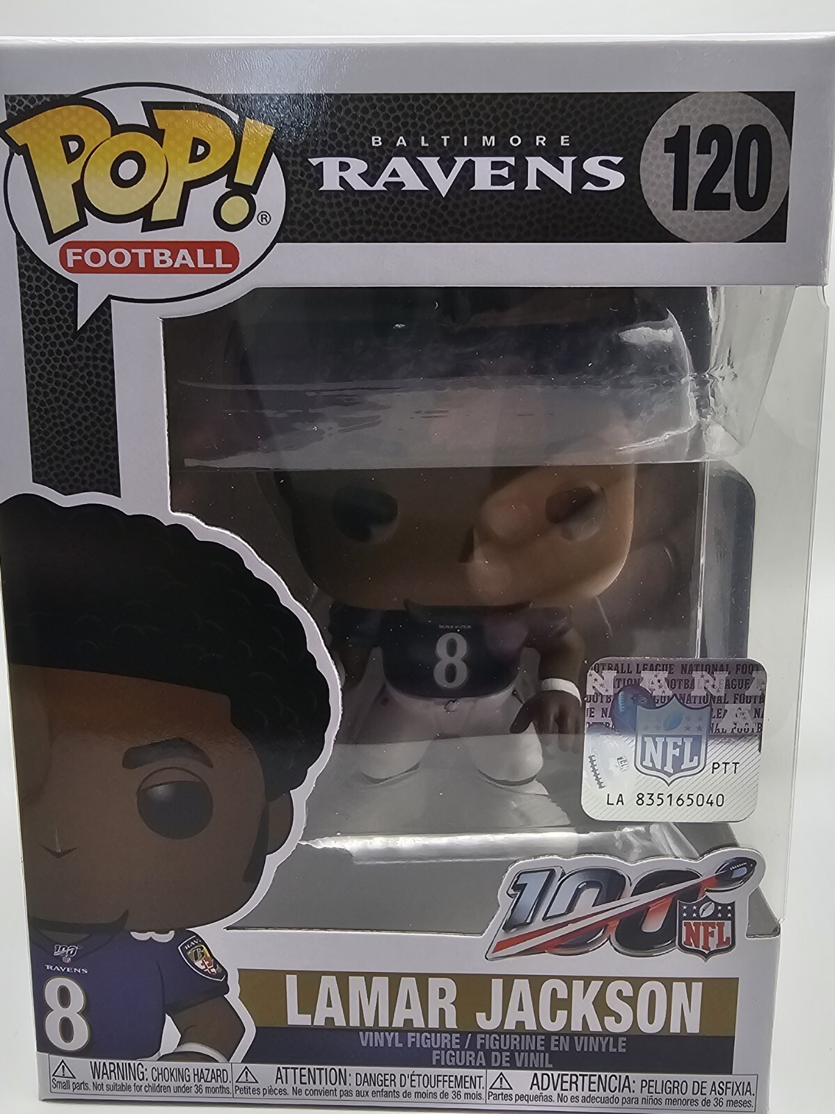Lamar Jackson Funko Pop! #120 with 2020 Panini PRISM #63 Rookie Card NFL RAVENS Funko 57406