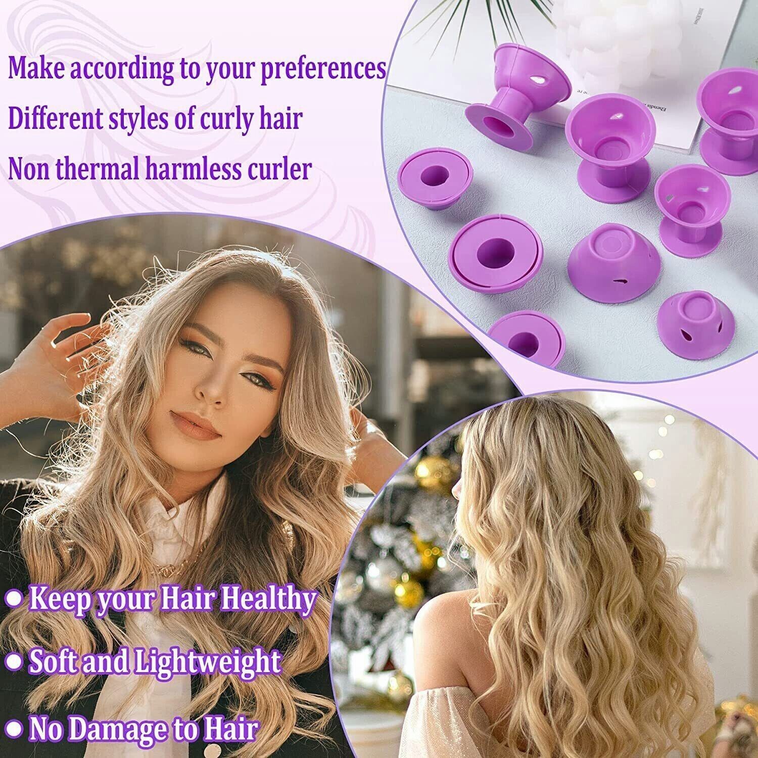 35PCS Magic Hair Curlers Rollers Heatless Silicone DIY Formers Styling Tool US Unbranded Does Not Apply - фотография #3