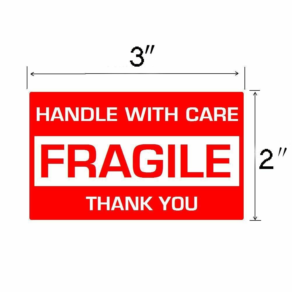 1000 Fragile Stickers 2x3 Handle with Care Thank You 500 / Roll Warning Labels Unbranded Does Not Apply - фотография #2