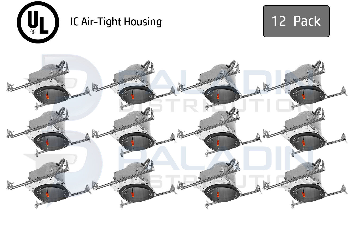 6" Inch New Construction Recessed Can Light Housing - IC Air Tight LED (12 Pack) Paladin 6-NC-12PK-LED
