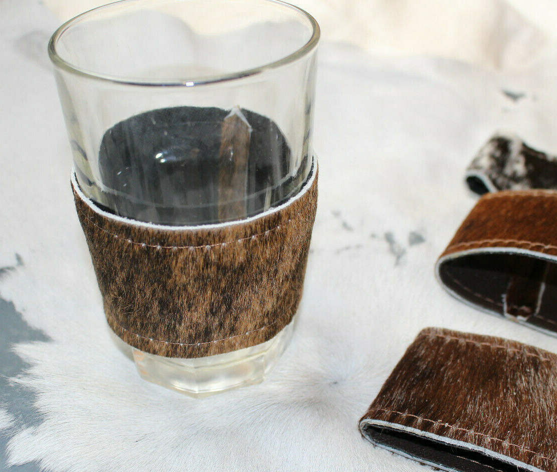 Western Decor Cowhide Cozy Glass Bottle Cover Set of Four 2.5 in wide Без бренда - фотография #8