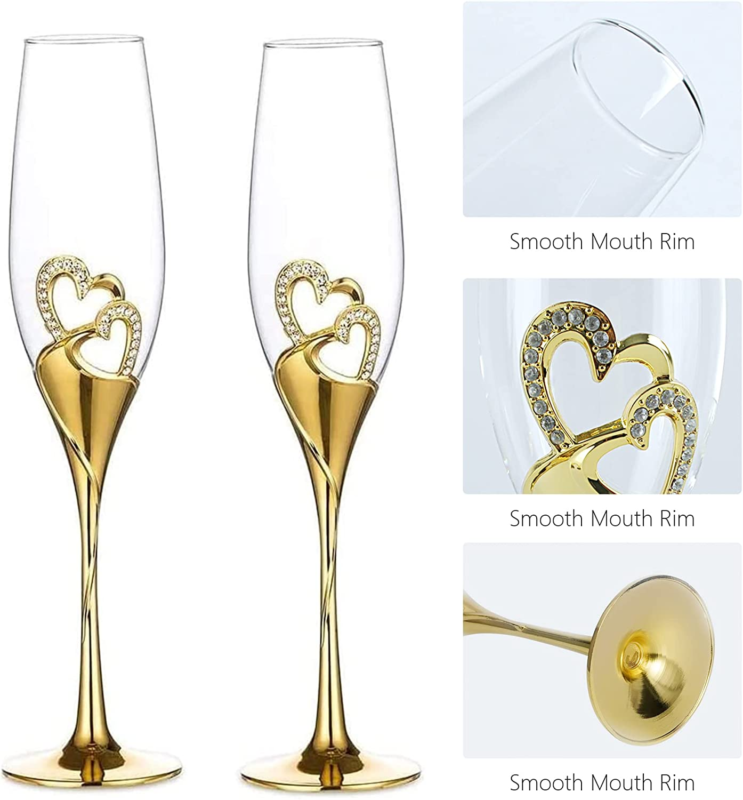 Wedding Champagne Goblets Toasting Flute Glasses for Bride and Groom Creative De Does not apply - фотография #5