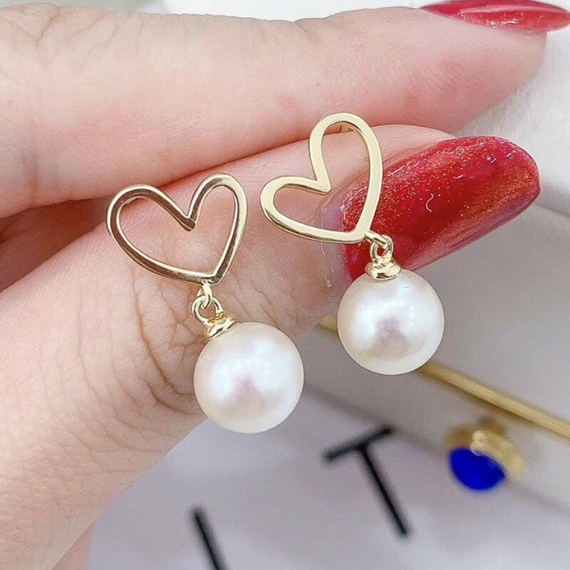Heart Zircon Pearl Earrings Stud Dangle Women Wedding Party Jewelry Fashion Gift Rinhoo Does not apply - фотография #2