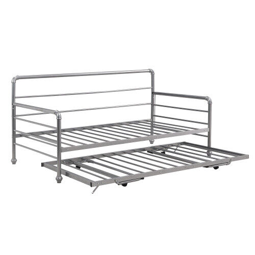 Metal DayBed w/ Trundle Sofa Bed Twin to King Size Metal Bed Platform Bed Fetines Does Not Apply - фотография #5
