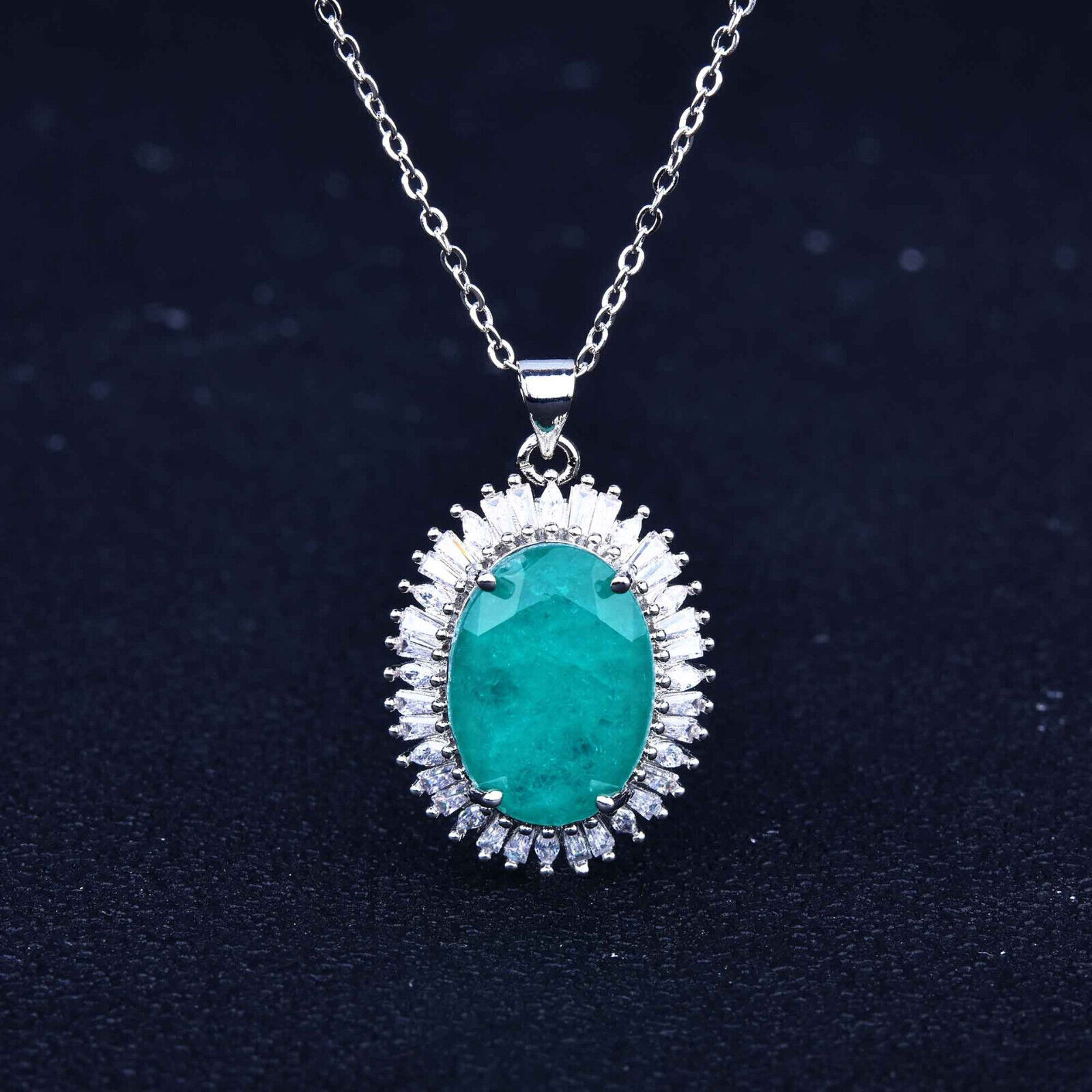 Charming 3pc Jewelry Set Neon Blue Tourmaline Gems Silver Women Earring Necklace Unbranded - фотография #4