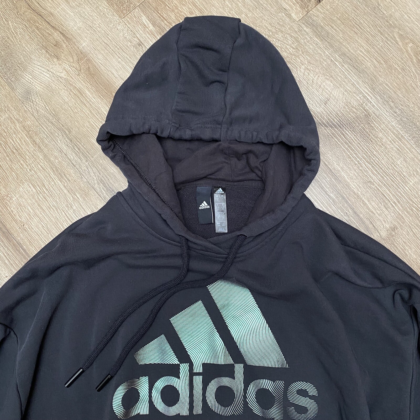 Adidas Hoodie Womens Large Black Cropped Leggings Yoga Running Outdoor Ladies Adidas - фотография #11