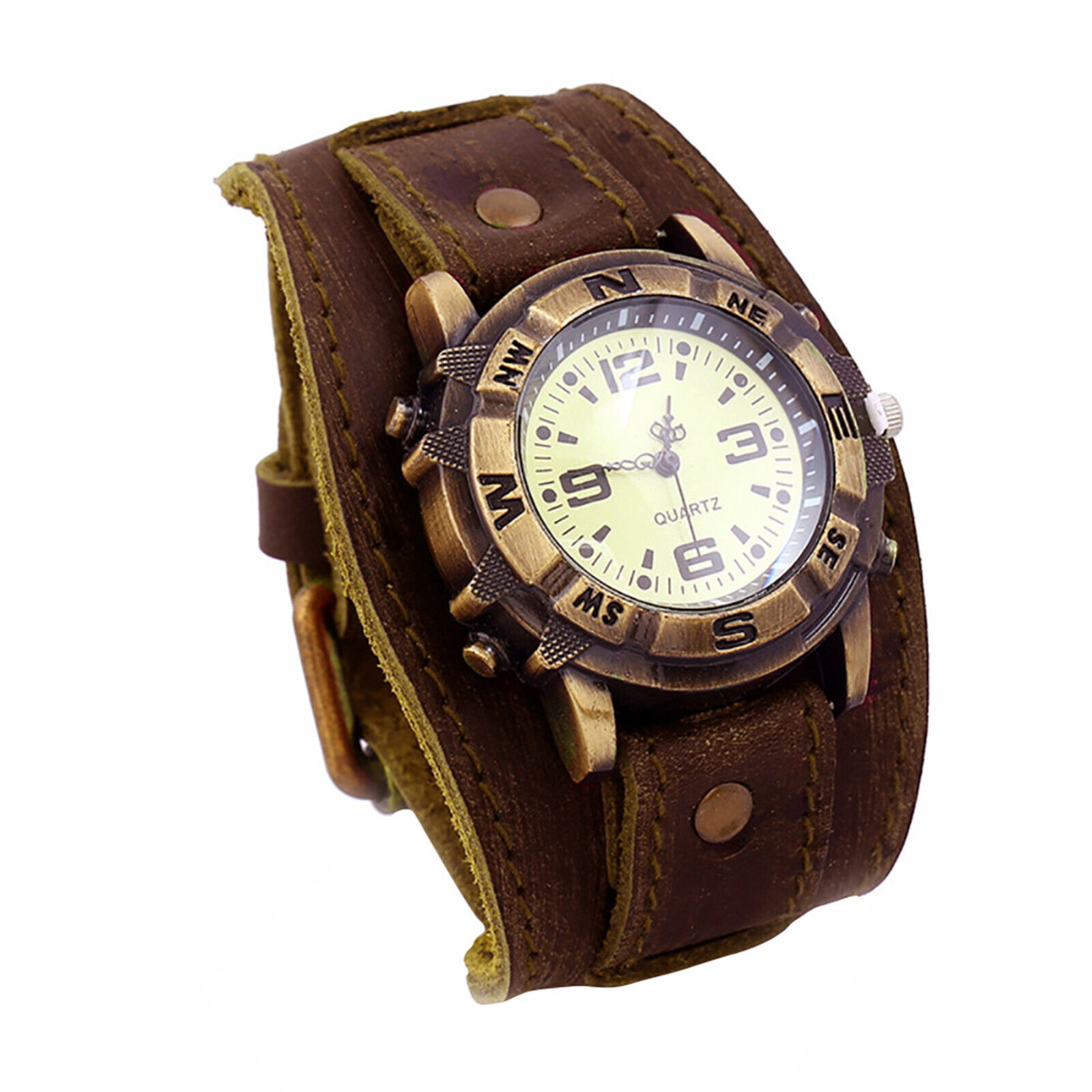 Quartz Wristwatch Round Dial Durable Faux Leather Band Watch Adjustable Unbranded - фотография #11