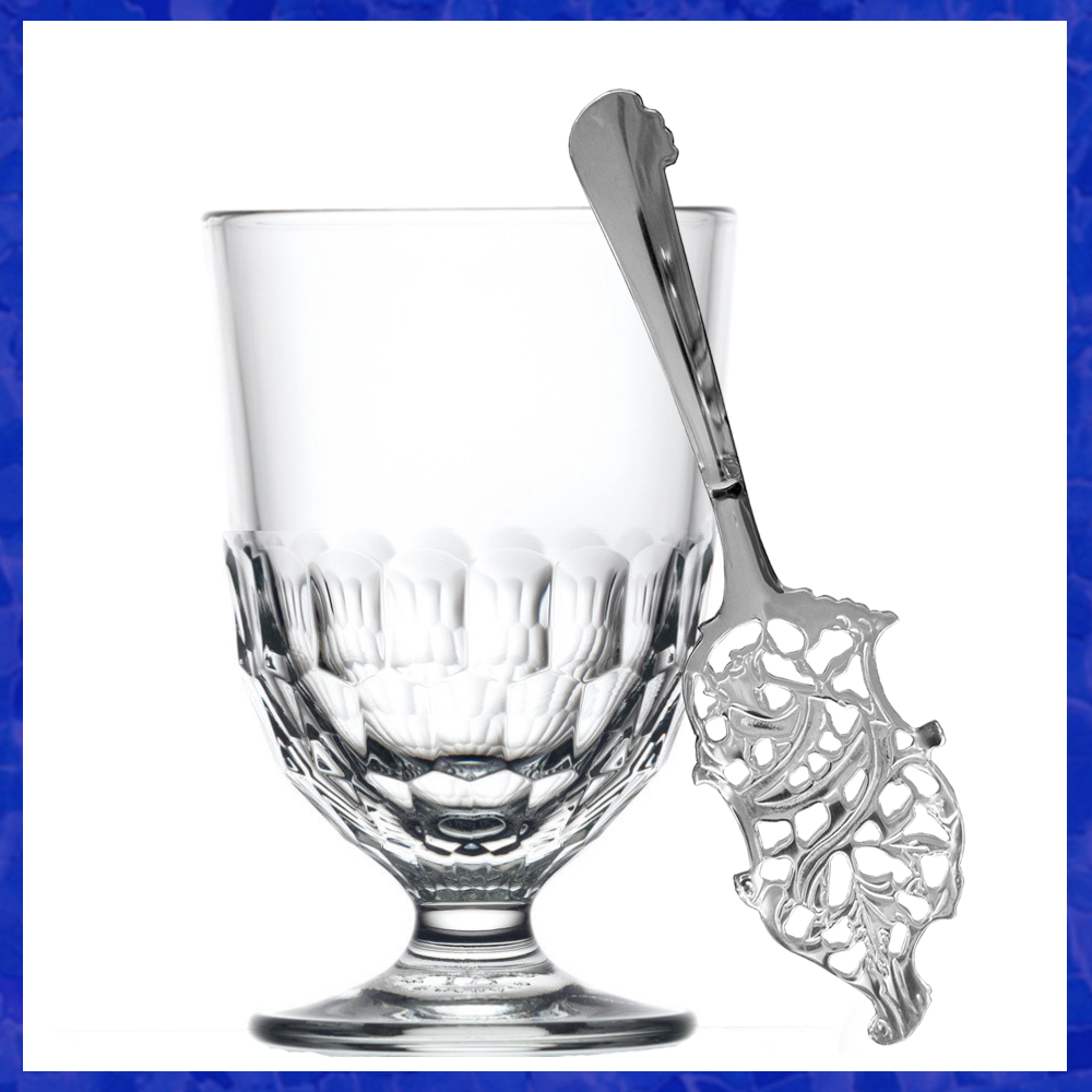 French Artois Absinthe Glass & Absinthe Spoon - Set Absinthe On The Net LYNP Absinthe Glass