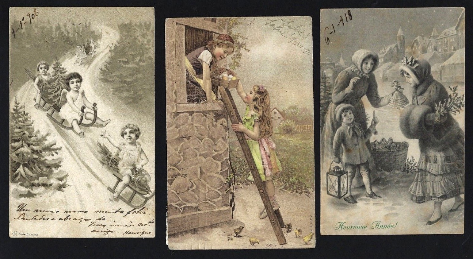 3 x old LITHO postcards A&MB or VIENNE type. EDWARDIAN CHILDREN Set Без бренда