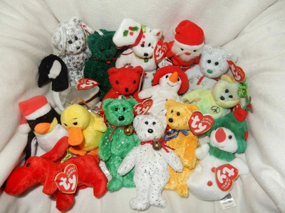 NWT 16 Different TY Beanie babies JINGLE BEANIES Ornaments Gifts Bears Christmas Ty