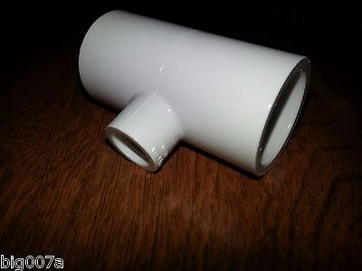 25 PVC Tee. Sch 40 Reducing Tee 1/2" Slip x 1/2" Slip x 1/8" FPT.  Made in USA Spears