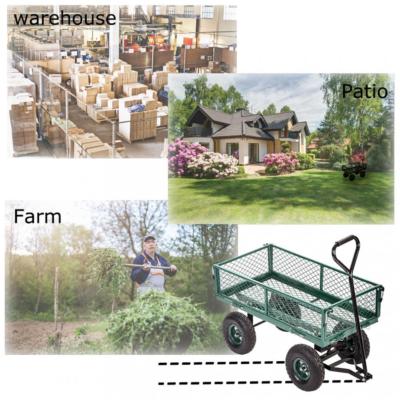 Garden Carts Yard Dump Wagon Cart Lawn Utility Cart Outdoor Steel Heavy Duty BestMassage HT87GREENFDW - фотография #4