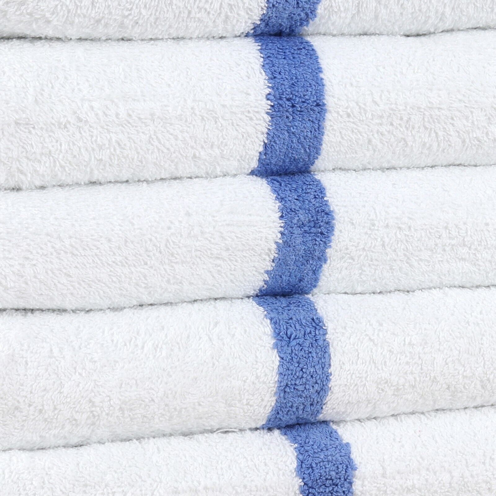 Striped Cotton Pool Towels - Bulk Value 12 Pack - 22 x 44 - White w/ Blue Stripe Arkwright - фотография #5