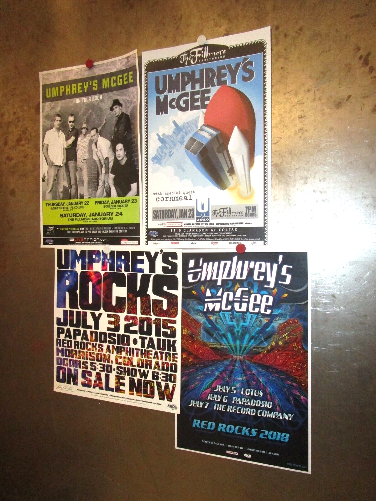 UMPHREY'S MCGEE Lot of 4 SHOW FLYERS Fillmore Auditorium Red Rocks Denver CO JAM Без бренда