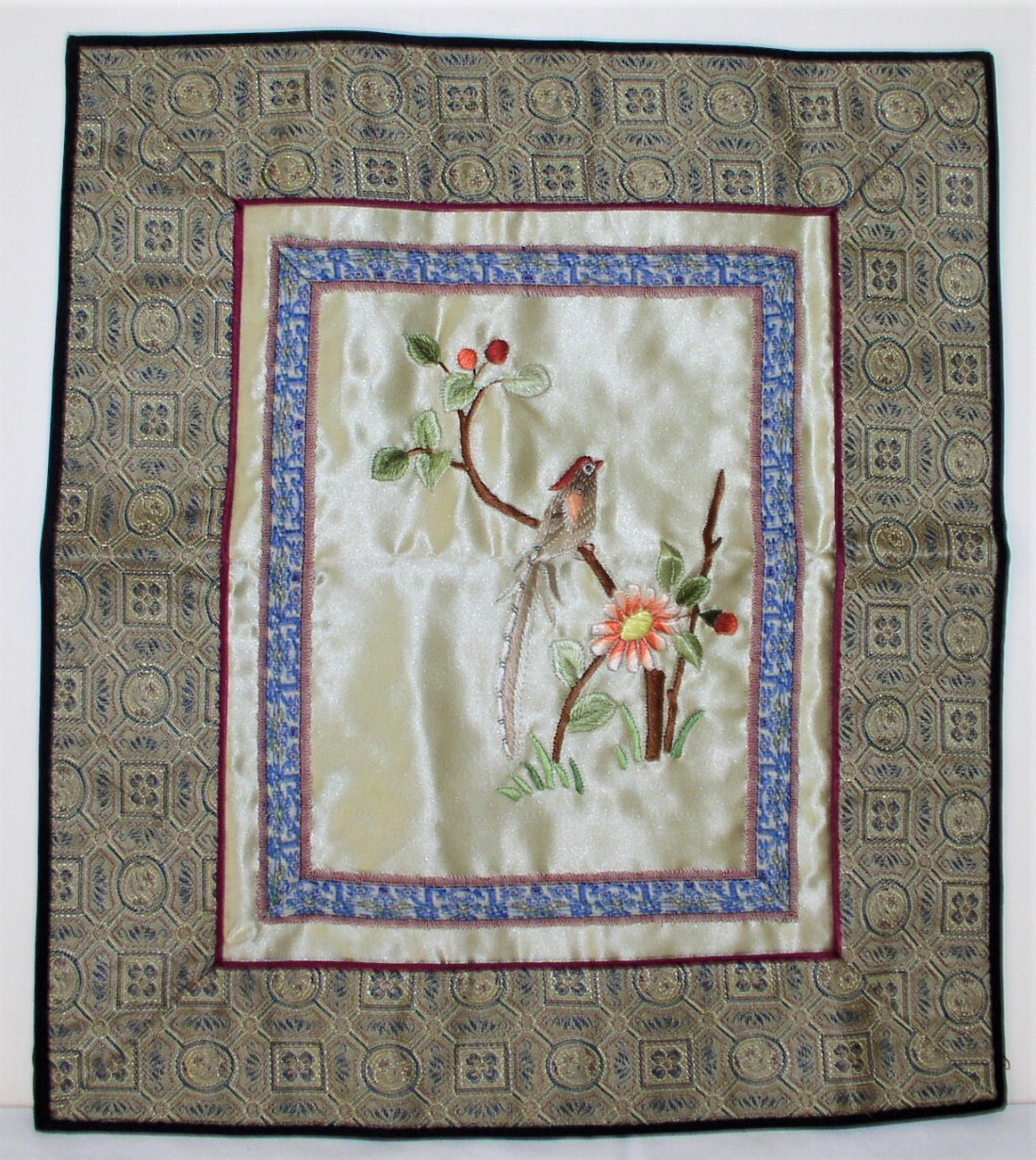 Chinese-Asian Silk Embroidered Panels - Birds & Floral Designs - 20thC Без бренда - фотография #3