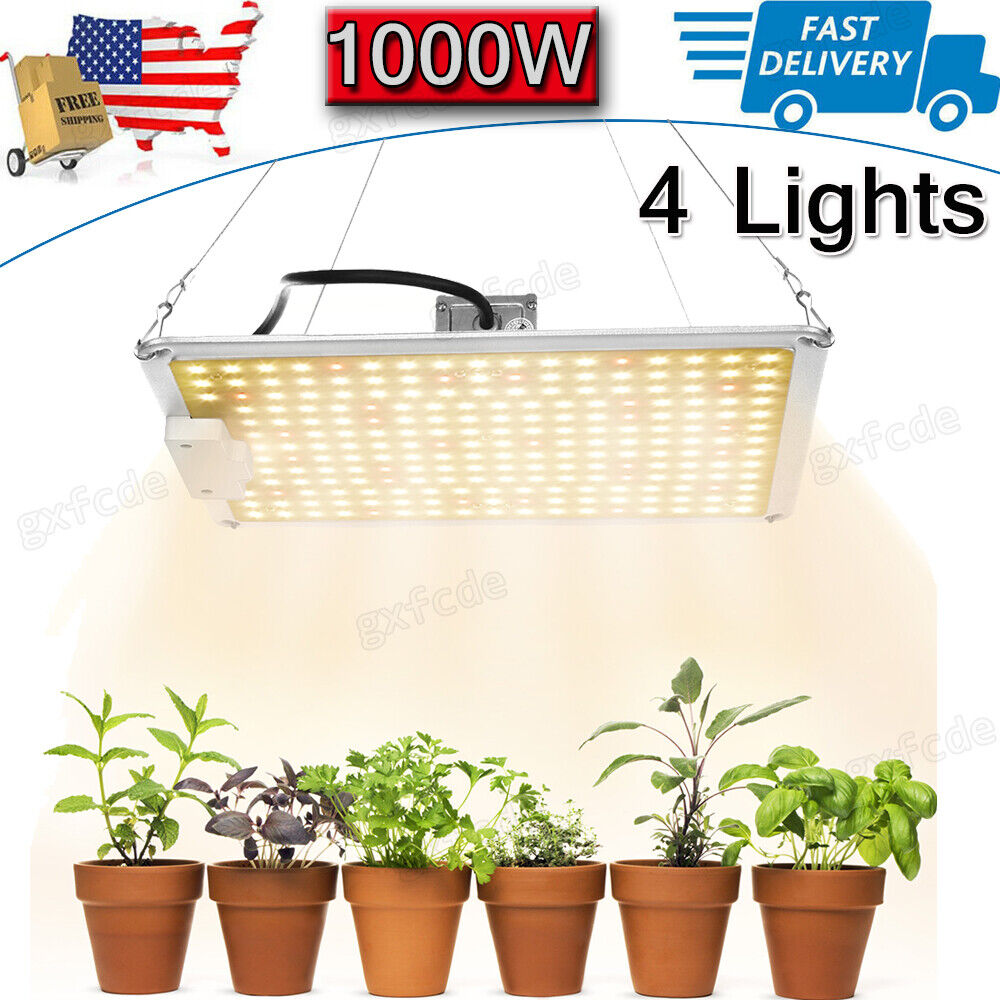 4X 1000W LED Grow Light Kit Full Spectrum Sunlike All Indoor Plant Veg Flower Cutever