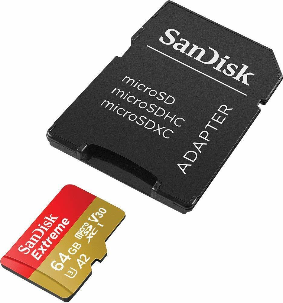 SanDisk 64GB microSDXC Extreme 160MB/s A2 4K U3 V30 64G SD microSD card SDSQXA2 SanDisk SDSQXAF-064G-GN6MA - фотография #4
