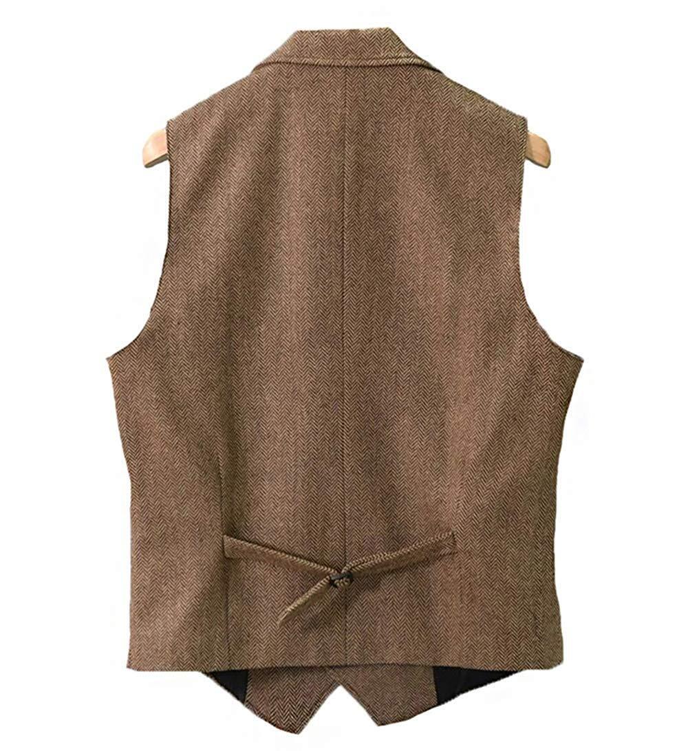 Aged Mens Vests Vintage Wesern Cowboy Mens Tweed Herringbone Vest M Large XL XXL Unbranded - фотография #4