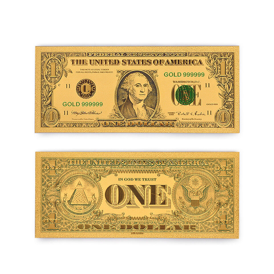 7PCS Gold Banknote American Dollar Bill Money Colored Dollar Bill Novelty Money Без бренда - фотография #9