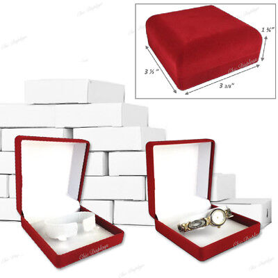 12pc Red Velvet Watch Boxes for Watch Velvet Boxes Single Watch Gift Boxes Lots Unbranded