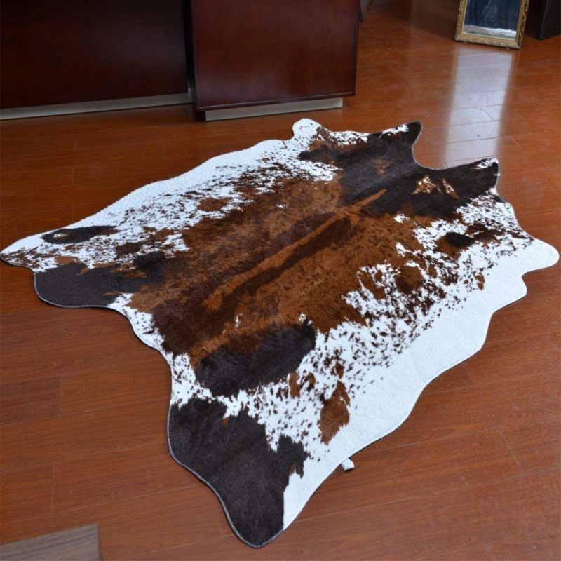 Natural Pattern Tricolor Faux Cowhide Rug Large,4.6Ft X 6.6Ft Cow Skin Rug for B Does not apply - фотография #4