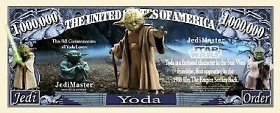 Star Wars Yoda Jedi Collectible Pack of 100 Novelty 1 Million Dollar Bills Hasbro - фотография #2