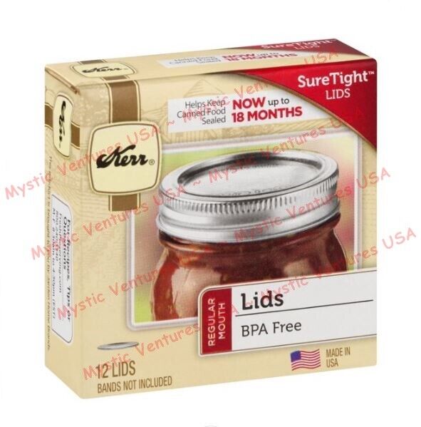 1 BOX 12ct KERR Regular Mouth Canning Jar Lids NEW SEALED 12 TOTAL LIDS Kerr 10071