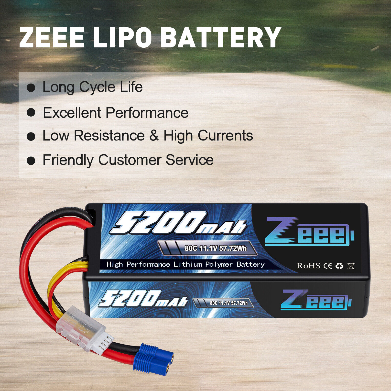 2x Zeee 11.1V 80C 5200mAh EC3 3S LiPo Battery for RC Car Truck Helicopter Buggy ZEEE Does Not Apply - фотография #5