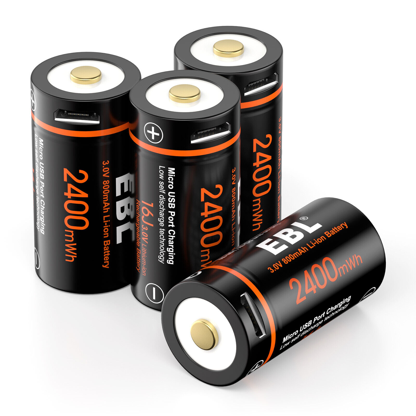 4x 16340 RCR123 CR123A 123 3V USB Lithium Li-ion Rechargeable Batteries w/Cable EBL CR123 - фотография #11