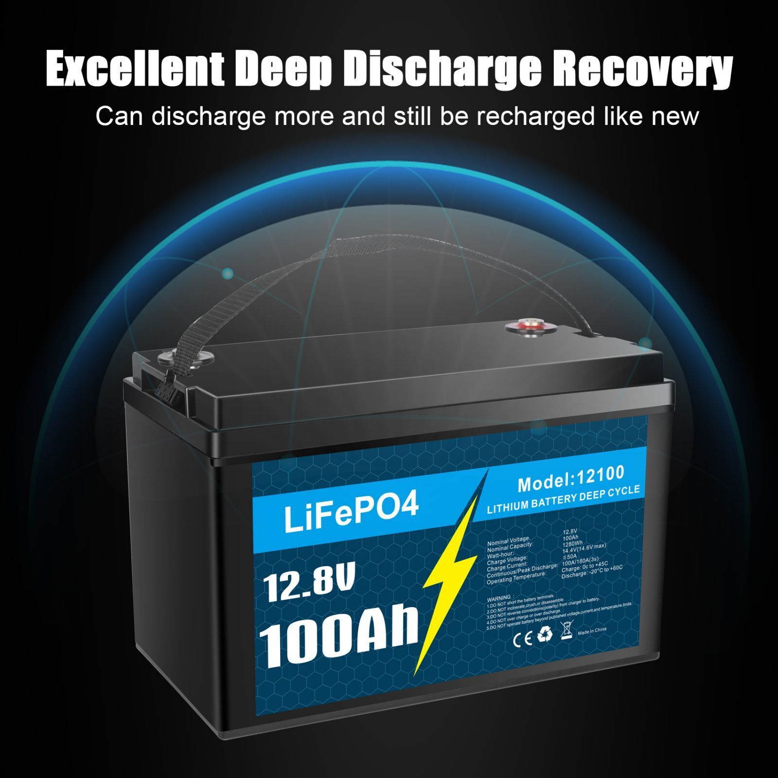 4 Pack LiFePO4 Lithium 12V 100Ah Battery for RV Marine Solar with 100A BMS Unbranded Does not apply - фотография #3