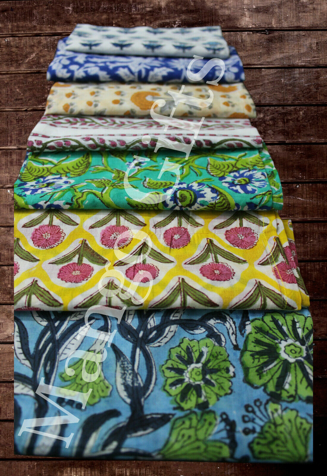 Indian Hand Block Print 100%Cotton Voile Fabric Napkins Set 24 Pc Floral Assort Block Does Not Apply