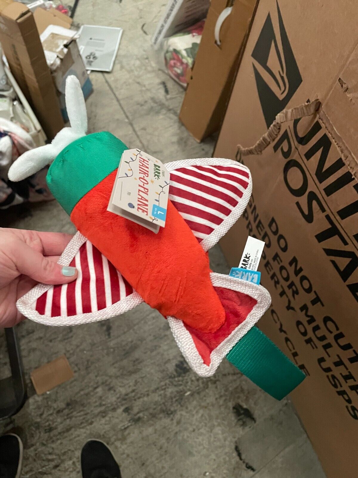 Bark Box Dog Toy Hair-O-Plane Dog Toy Large Barkbox HAIR-O-PLANE SANTA WORKCHOMP CHRISTMAS 2023