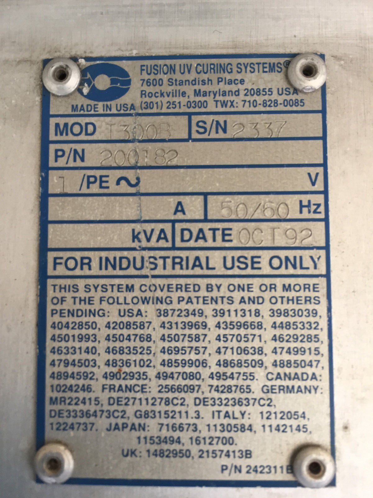 Fusion UV Curing Irradiator Model T 300B (200182) [#5] FUSION 200182 - фотография #3