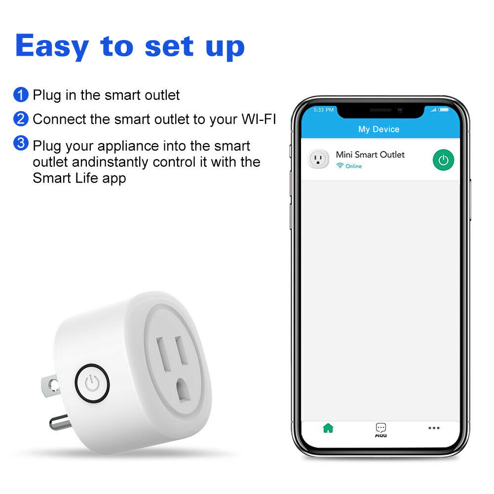 4Pack Smart Plug Wifi Switch Socket Outlet Compatible with Alexa GoogleAssistant Kootion Does Not Apply - фотография #5