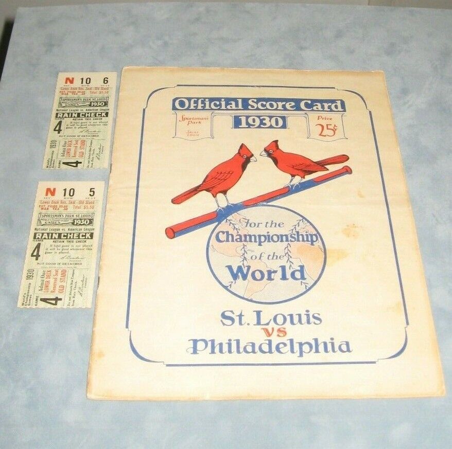 1930 - World Series Official Score Card - w/2Ticket Stubs - 4th Game - Scored Без бренда