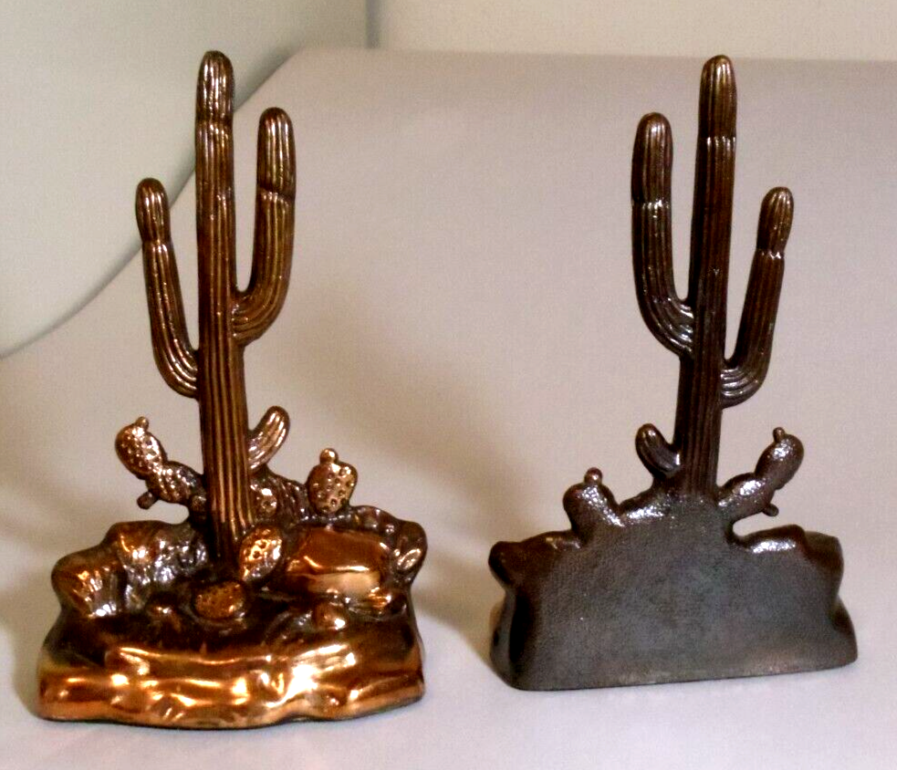 Rare DODGE 1940's-Vintage PRISTINE Antique Copper-Bronze Saguaro Cactus Bookends Dodge Inc. - фотография #7
