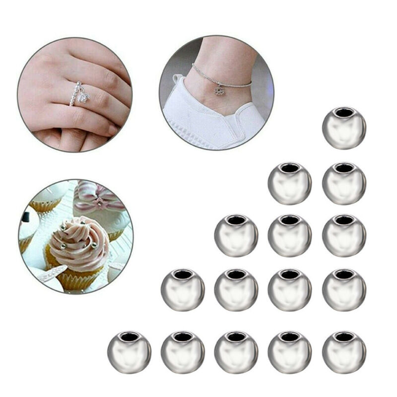 100PCS Genuine 925 Sterling Silver Round Ball Beads DIY Jewelry Making Findings  Yanqueens Does not apply - фотография #6