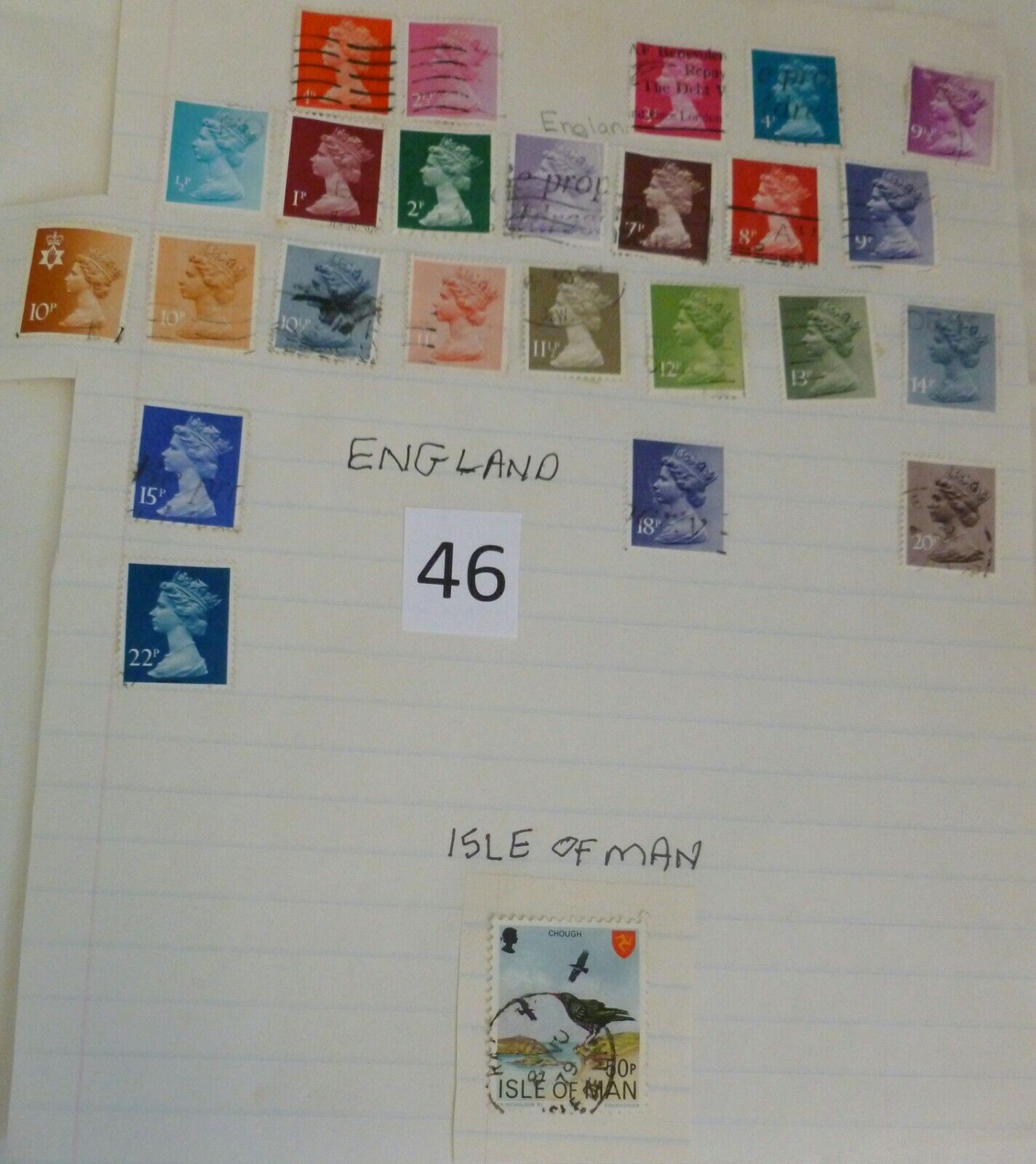 BRITISH Lot of 25 STAMPS Queen Elizabeth 11 includes ISLE of MAN Bird Stamp Без бренда