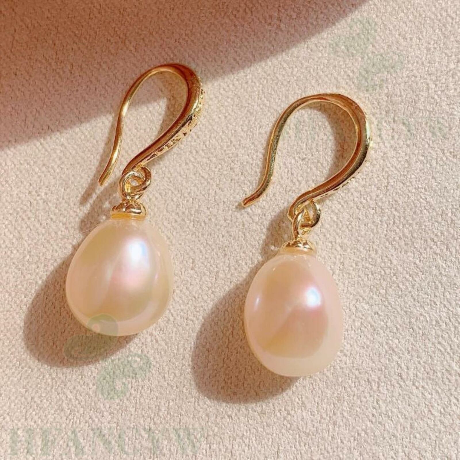 White Baroque Pearl Earring 18k Ear Drop Dangle Hook Cultured Mesmerizing Unbranded 3 - фотография #4