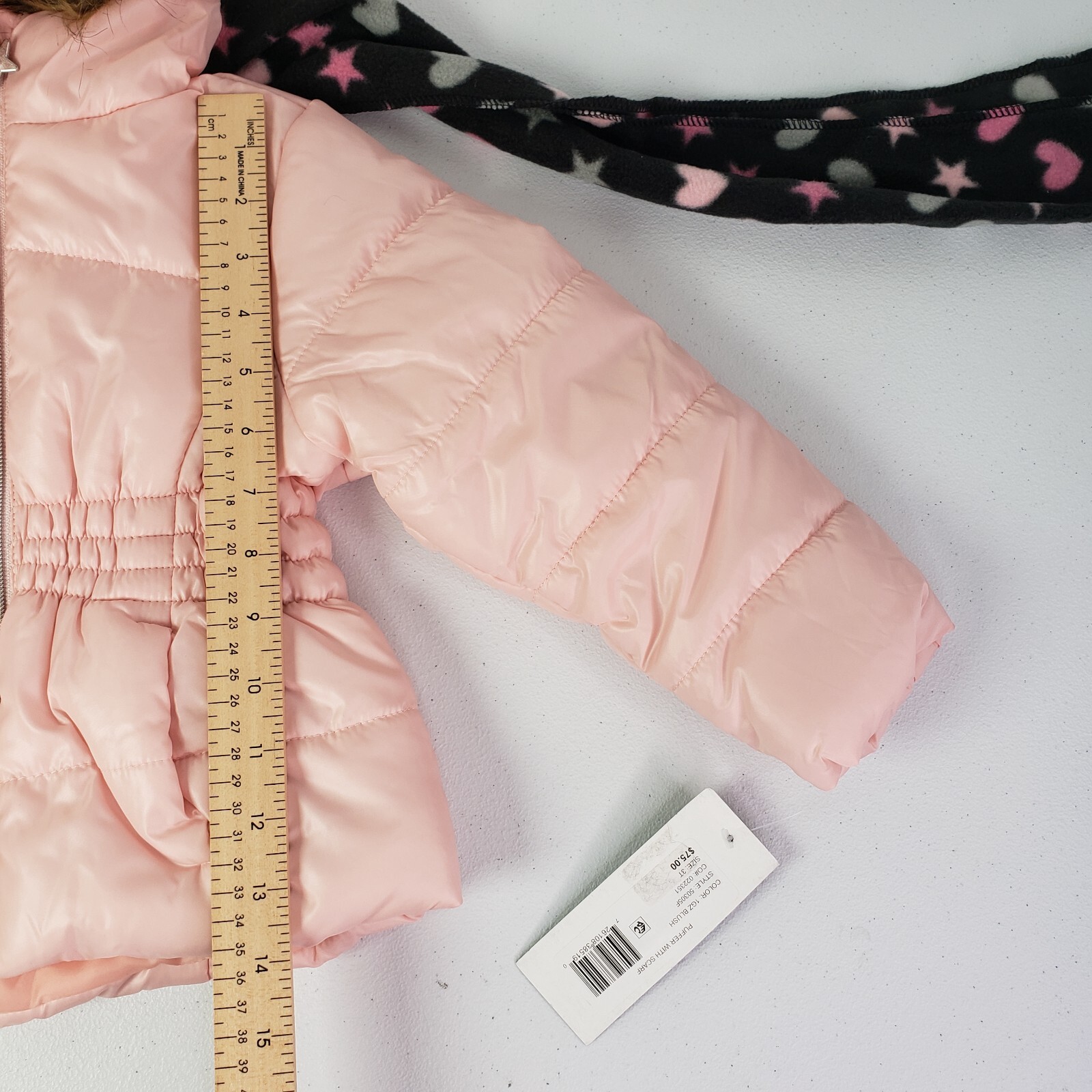Rothschild Girls 3T Pink Blush Puffer Hoodie Zip Pocket Jacket & Scarf NWT Rothschild Puffer Jacket and Scarf - фотография #5