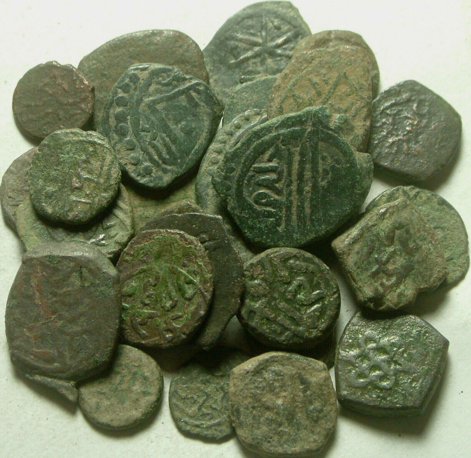 Lot 3 Rare original Islamic copper Bronze Mangir coins/Arabic/Ottoman Empire 15c Без бренда - фотография #9