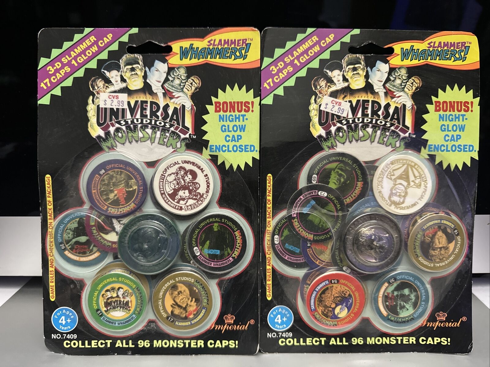 UNIVERSAL STUDIOS MONSTERS CAPS / POGS  - SLAMMER WHAMMERS - BY IMPERIAL - NOC IMPERIAL