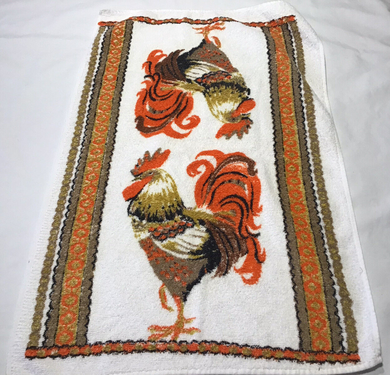 Vintage 1960s Lot Of 2 Royal Terry Rooster Terrycloth Towels Kitchen MCM 27x17 Royal Terry Of California - фотография #6
