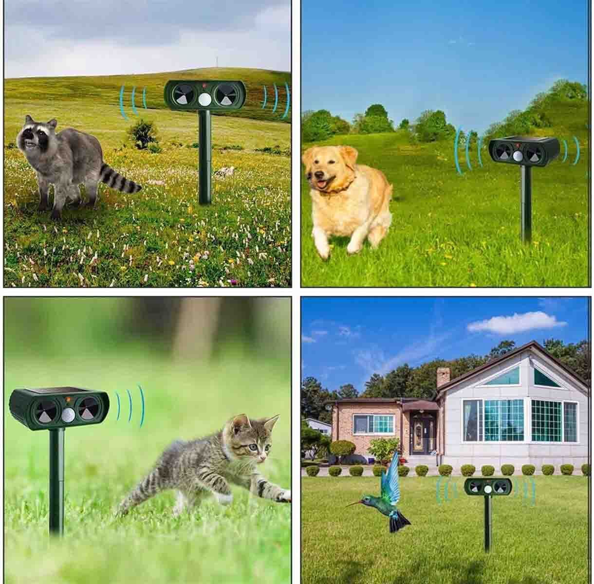 1-2 Pack Solar Ultrasonic Animal Repeller Outdoor Pest Cat Dog Mice Deer Sensor Unbranded Does not apply - фотография #5