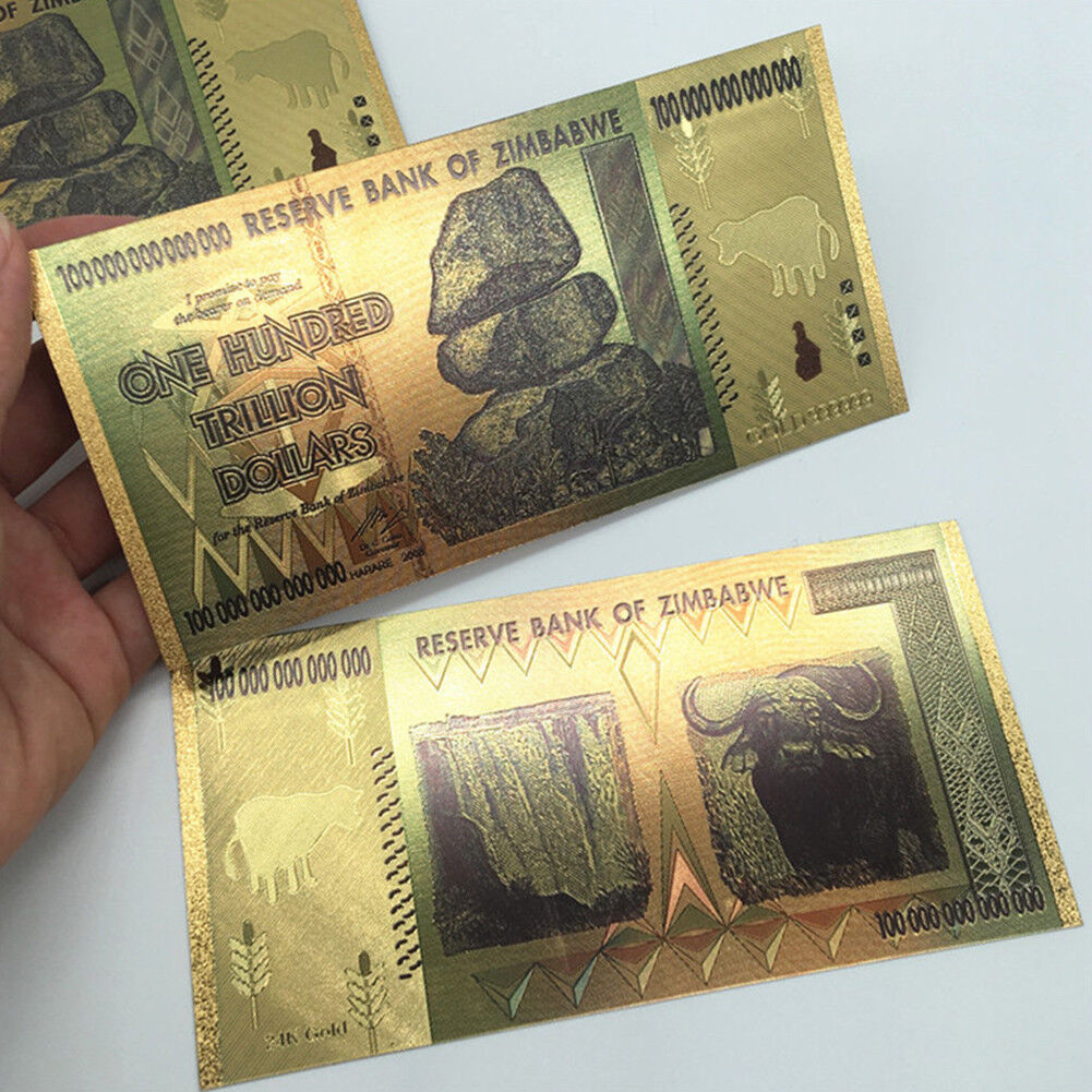 20 Pieces Zimbabwe 100 Trillion Dollar Note Golden Foil Banknote Collection Без бренда - фотография #10