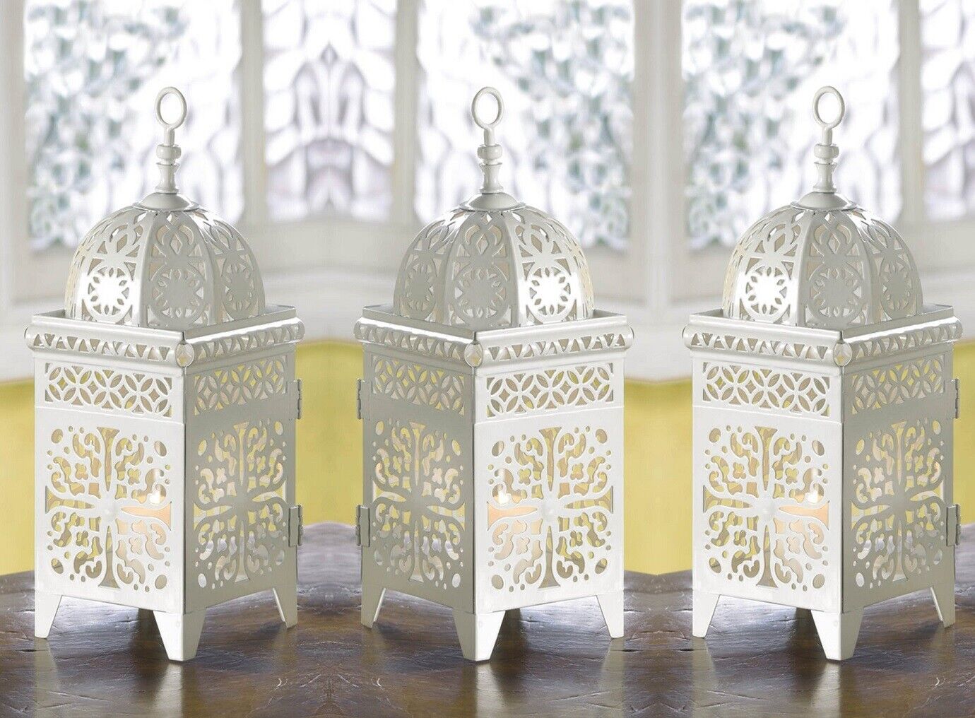 10 LOT WHITE MOROCCAN SCROLLWORK LANTERN CANDLE HOLDER WEDDING TABLE CENTERPIECE Gallery Of light