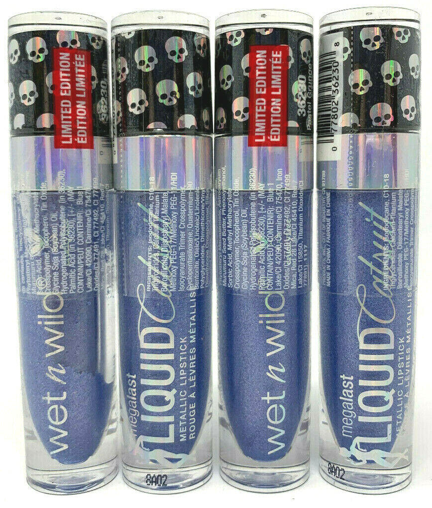 (4) Wet N Wild Goth-O-Graphic Metallic Lipstick Sealed 36230 - Pastel Grunge wet n wild Does Not Apply